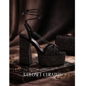 Topshop Rave Velvet Platform Heels 9.5 Black NEW